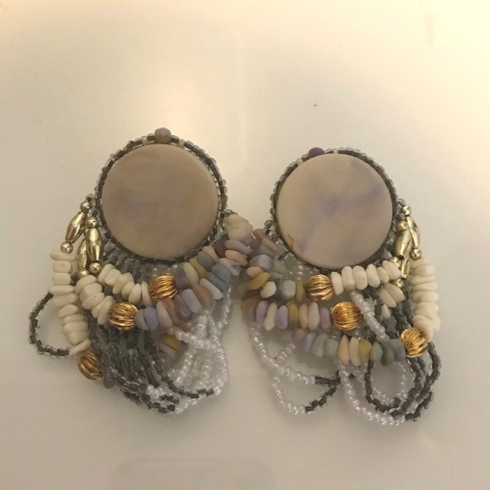 VINTAGE STATEMENT EARRINGS - White, multicolor